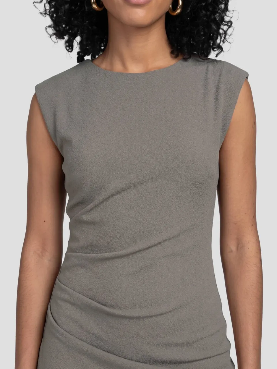 Ruby midi jurk met plooien detail grijs, foto 4