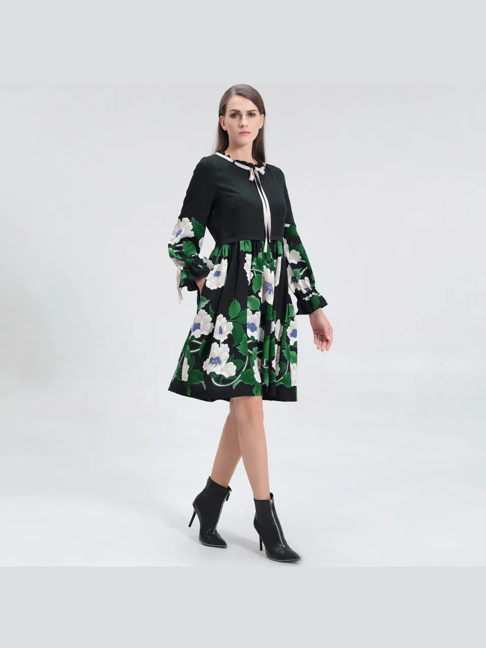 Smart & Joy Mid-lengte blouse-jurk met bloemenprint groen, foto 2
