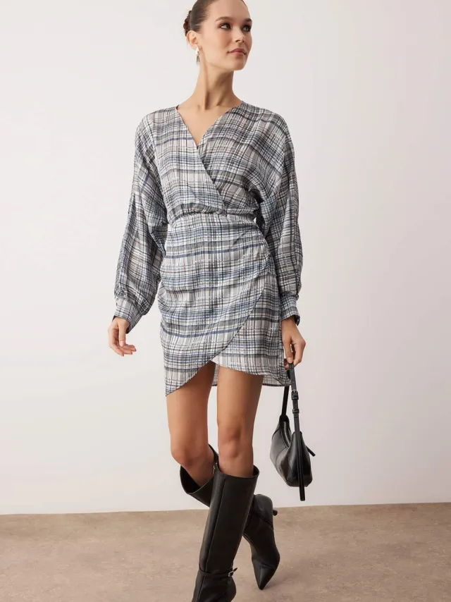 Trendyol TRENDYOLMİLLA Dames Meerkleurig Geruit Kort / Mini Lang Avond / Dagelijks Bodycon Jurken Veelkleurig