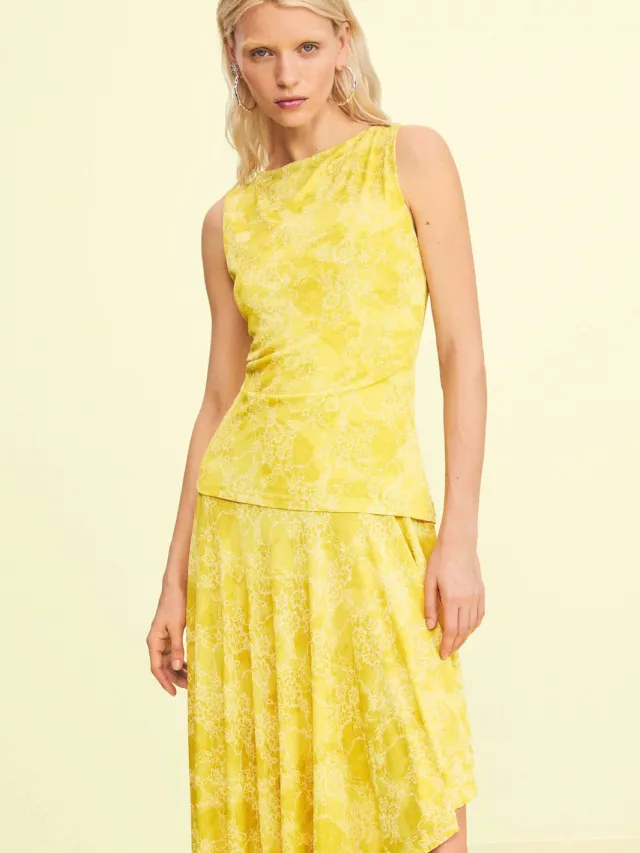 Desigual midi jurk geel
