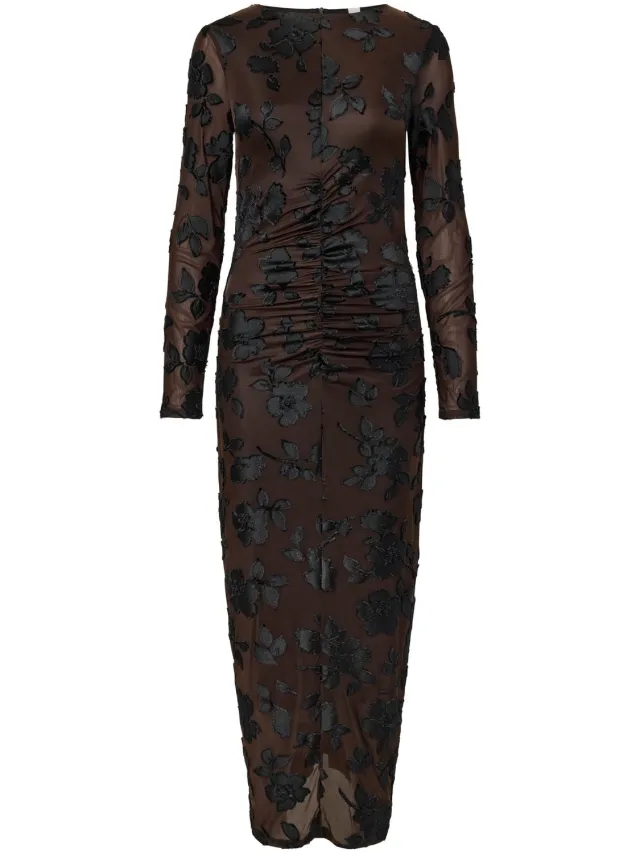 Yas Maxi jurk YASMARENA LS Coffee Bean1