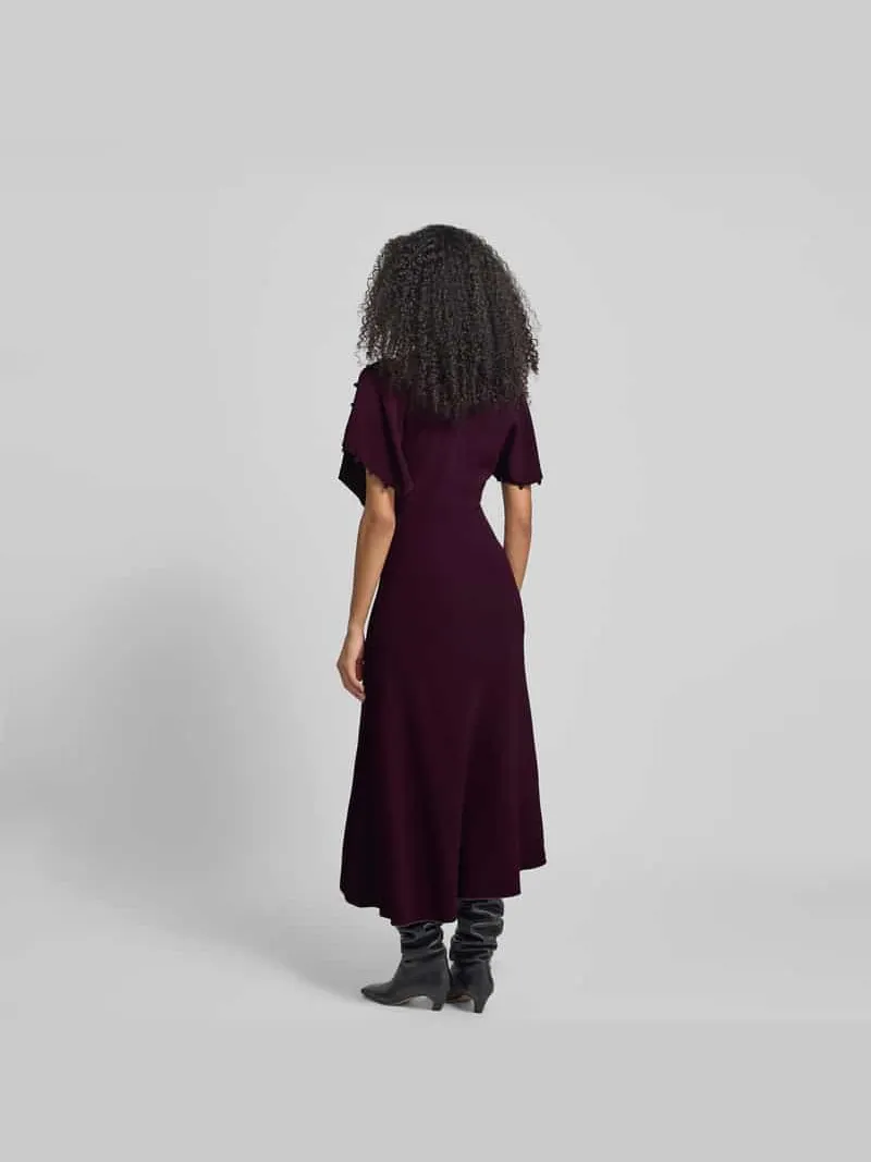 Victoria Beckham Midi-jurk van viscosemix bordeaux, foto 3