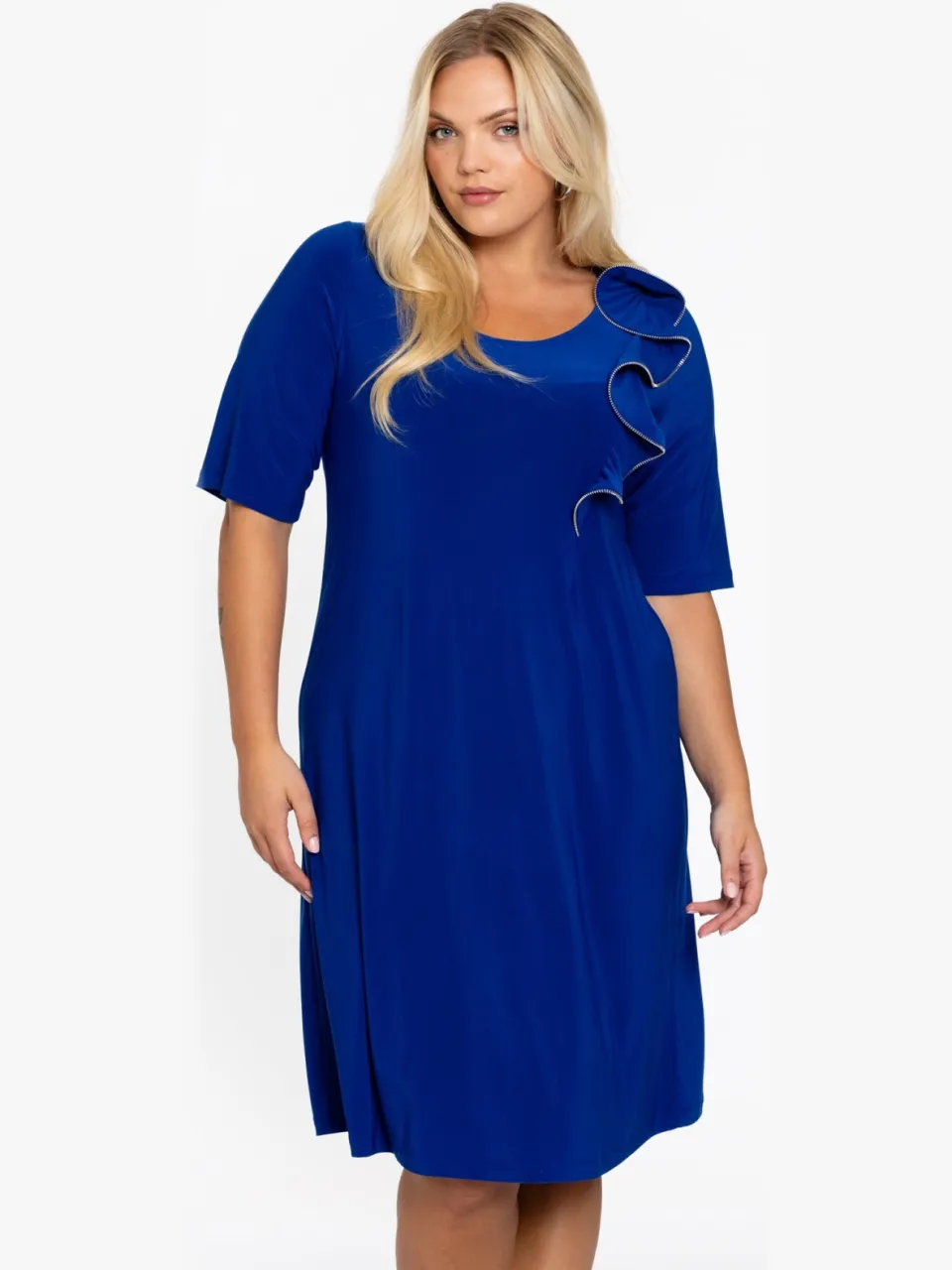 Yoek Jurk A-line zipflower | Blauw, foto 2