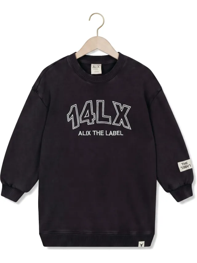 ALIX MINI Meisjes Jurken Sweatdress - Donkergrijs