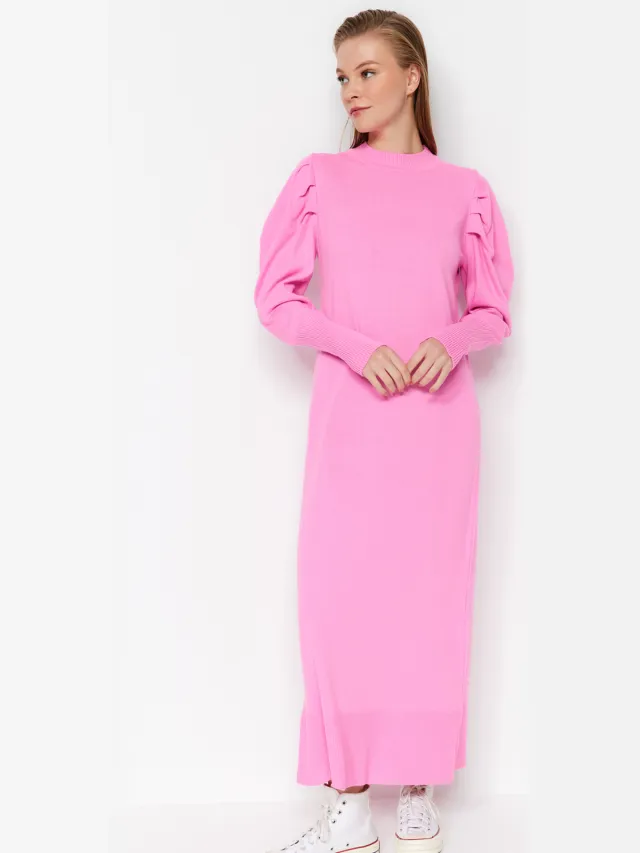 Trendyol Modest Dames Roze Maxi Lang Casual Recht Modest Jurken