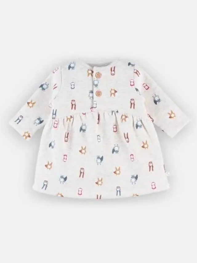 Noukie's Jurk - Sweat - Beige - Dierenprint - 9 maand beige ,