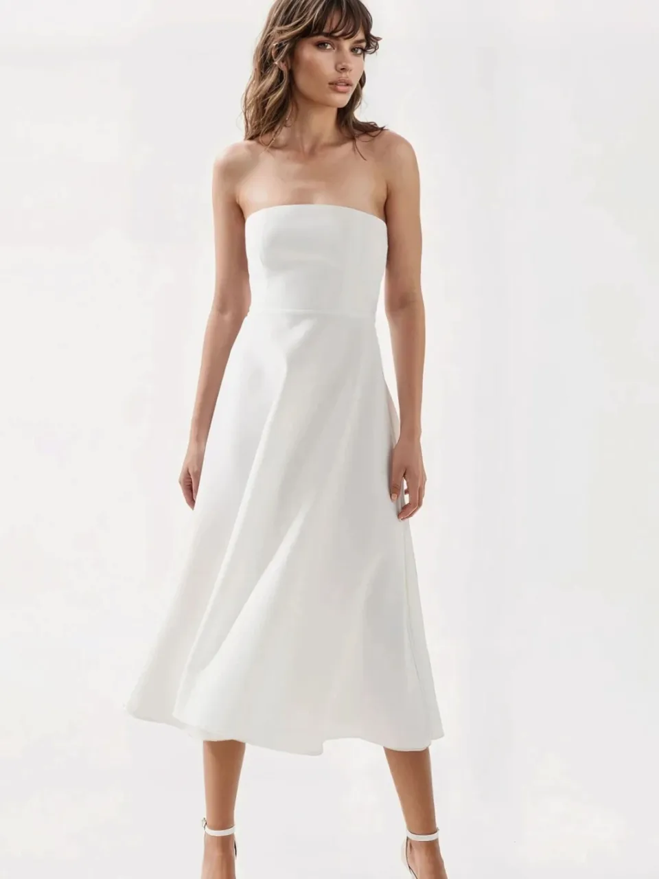 Hiccup Bandeau Midi A-Lijn Jurk wit, foto 2