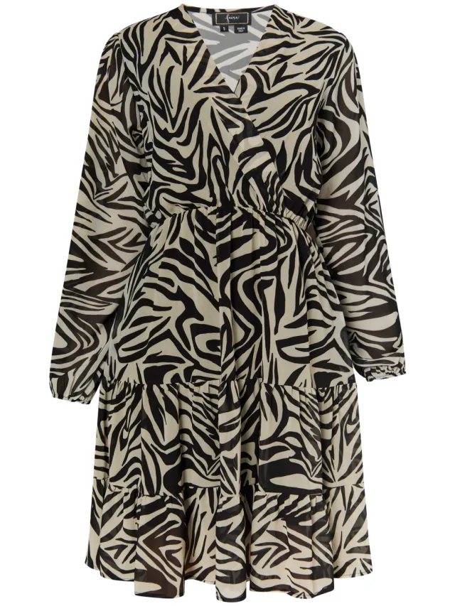 Faina Jurkje met zebraprint Dames beige/ zwart, foto 2