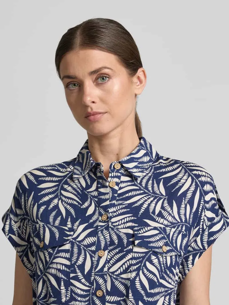 Apricot Overhemdjurk van viscose met borstzakken marineblauw, foto 4
