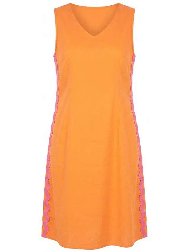 Angel of Style Dames - Maxi-jurk A-lijn golvende band aan de zijkant - Oranje