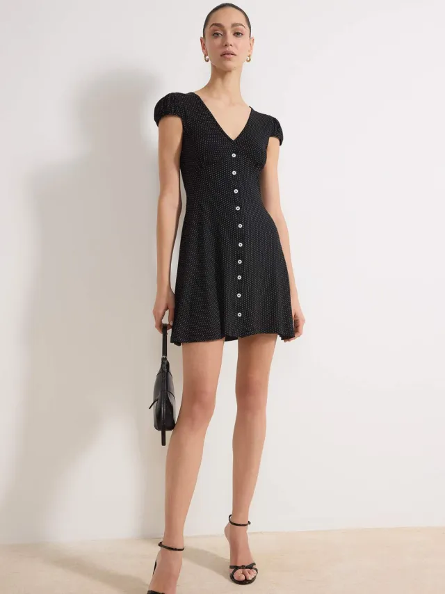 Trendyol TRENDYOLMİLLA Dames Zwart Stippen Kort / Mini Kort Casual Skater Jurken