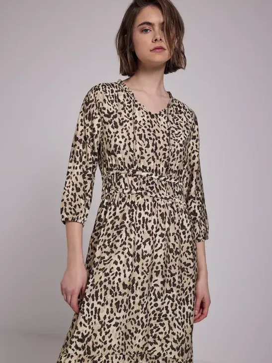 Street One Studio Midi-jurk met leoprint Bruin