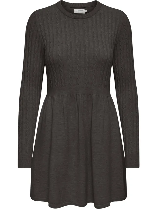 Only ONLFIA LIFE LS CABLE DRESS KNT NOOS - Dames - Mini jurken chocolate torte