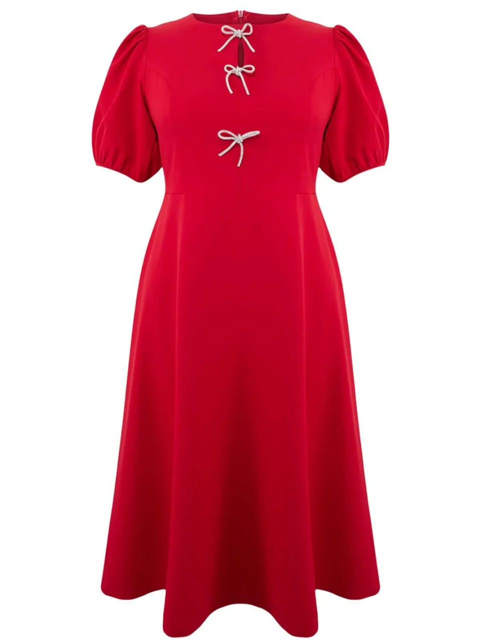 Trendyol Curve Dames Rood Effen Midi Kort Stijlvol/Avond Skater Grote maten Jurk, foto 2