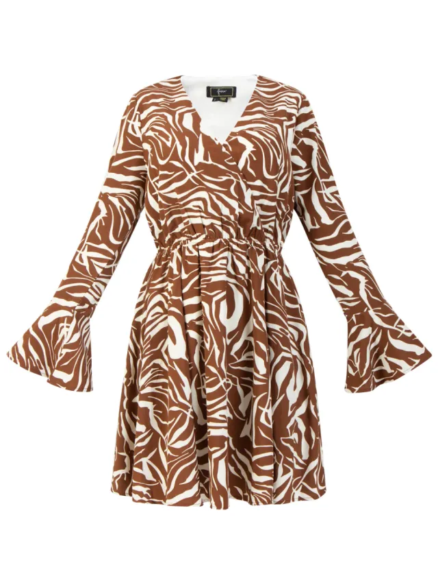 Faina jurk - zebraprint sookie bruin, foto 2