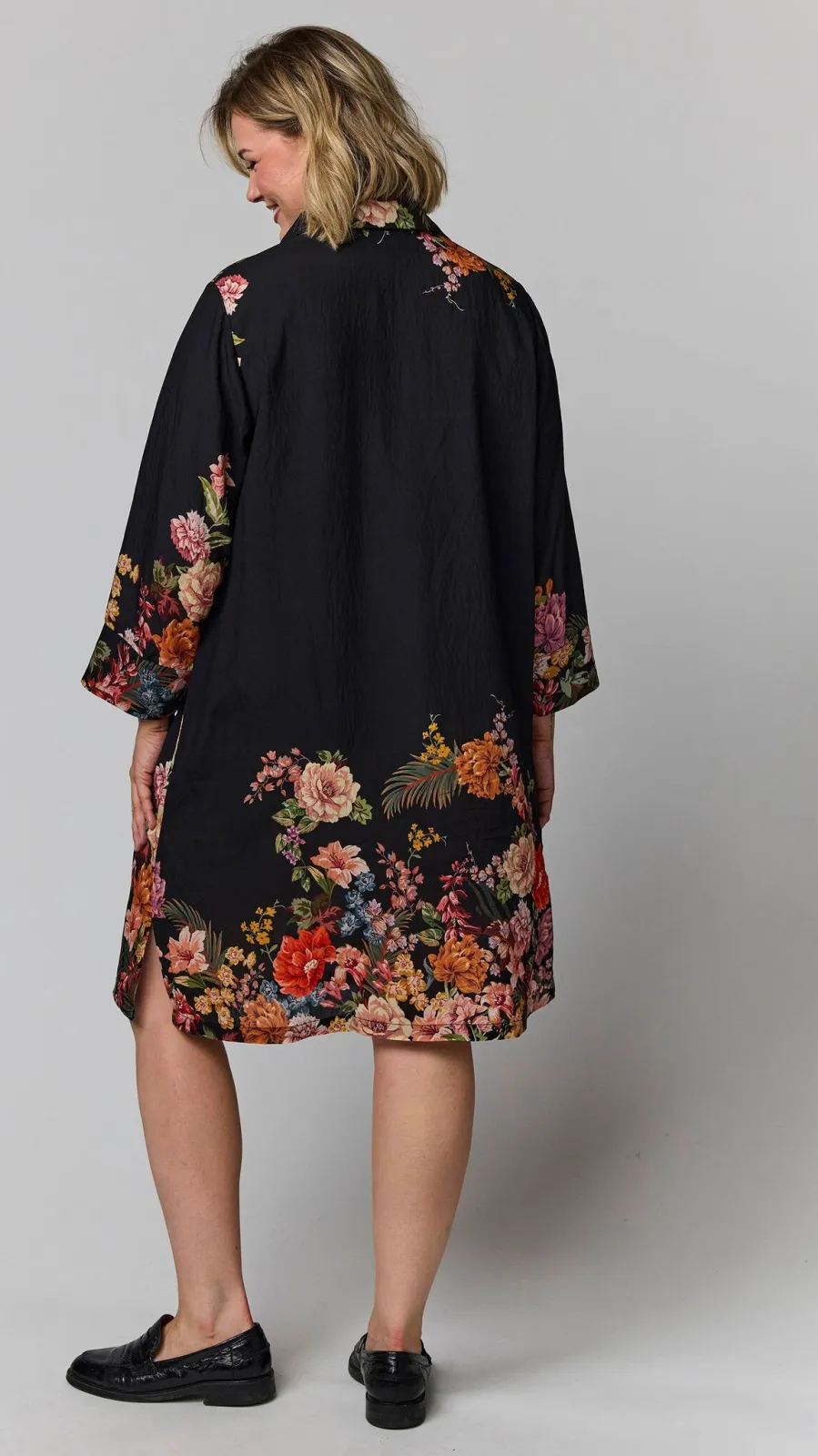 Gozzip gebloemde korte jurk Plus Size - zwart, foto 6