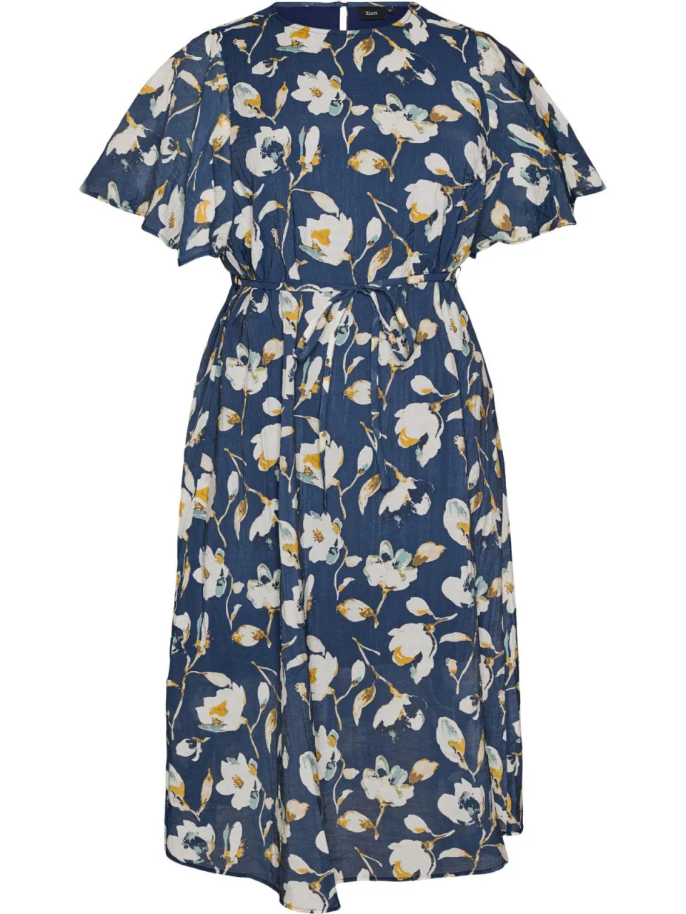 Zizzi gebloemde midi jurk Plus Size - blauw, foto 3