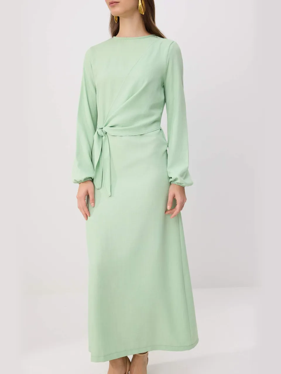 Trendyol Modest Dames Groen Effen Maxi Lang Casual Double-breasted Modest Jurken, foto 2