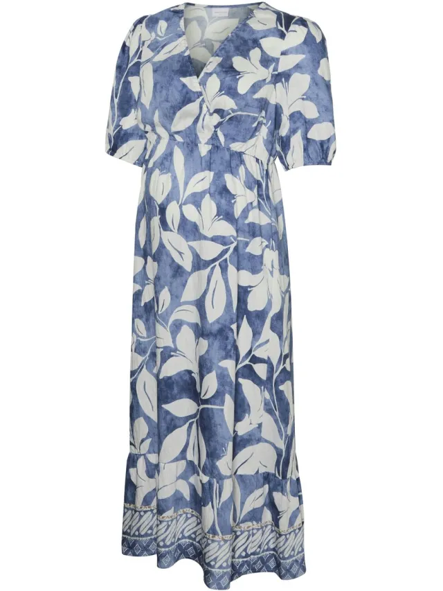 Mamalicious MLMALIKKA TESS 2/4 WO MIDI DRESS 2F - Dames - Mini jurken Stonewash