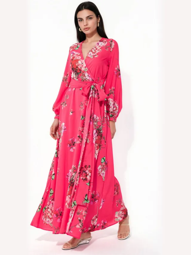MSN Collection Bloemenwrap-midi-jurk Veelkleurig