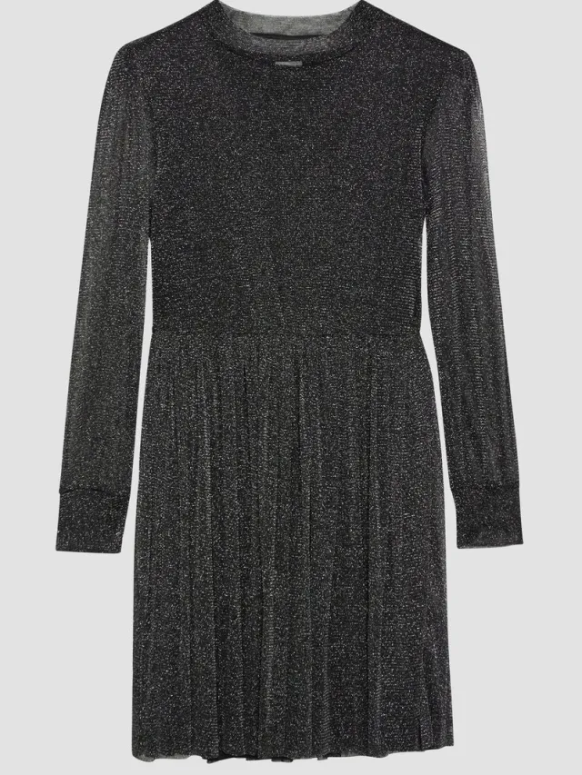 S.Oliver female - Mesh jurk met glittergaren zwart