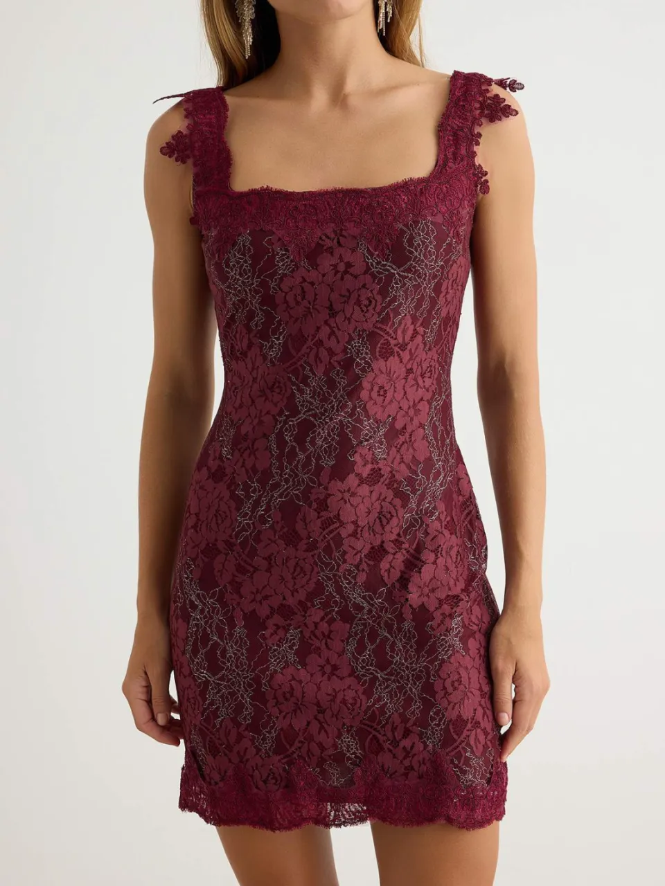 Trendyol TRENDYOLMİLLA Dames Bordeauxrood Effen Kort / Mini Mouwloos Shift-model Jurken, foto 2