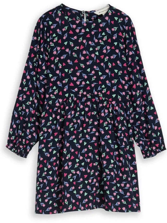 Tom Tailor Midi-jurk met bloemenpatroon - dark blue tulip print big