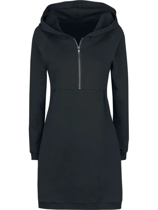 R.E.D. ROCK-ENGINEERED DESIGN Zwart sweatshirt jurkje met capuchon - Dames