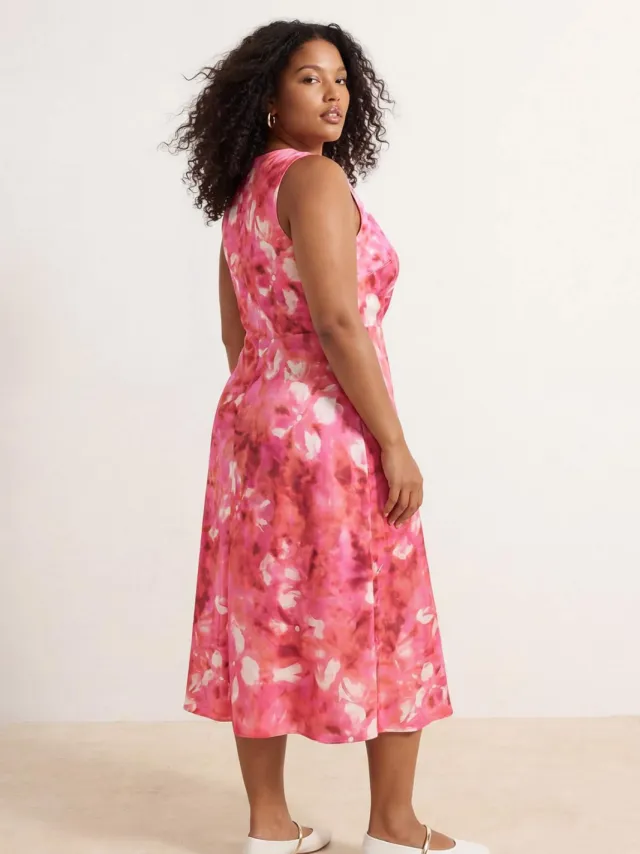 Trendyol Curve Dames Roze Colorblock Maxi Mouwloos Feest A-lijn Grote maten Jurk, foto 2