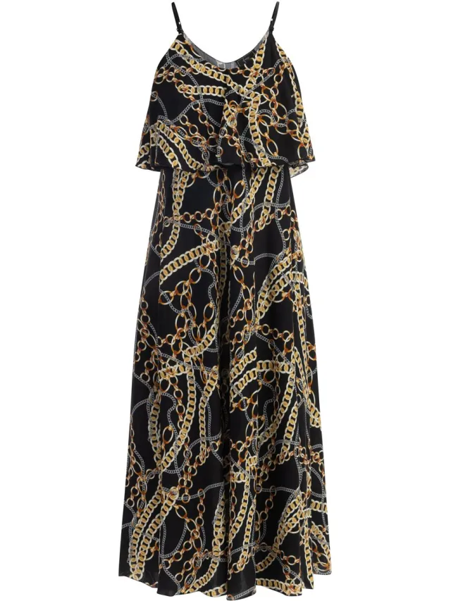 Faina Maxi-jurk met all-over print zwart