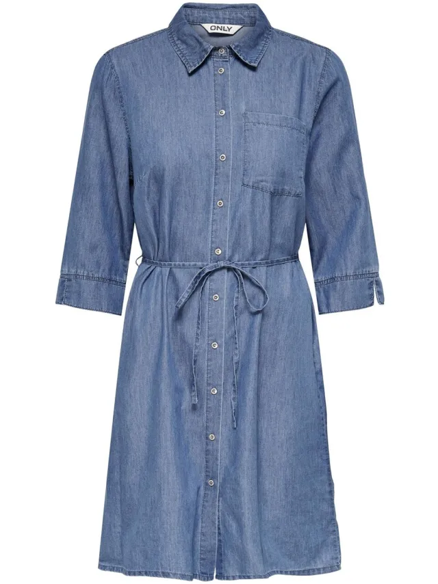 Only Carmakoma CARBEA KNEE SHIRT DRESS DNM YOR - Dames - Maxi jurken Medium Blue Denim