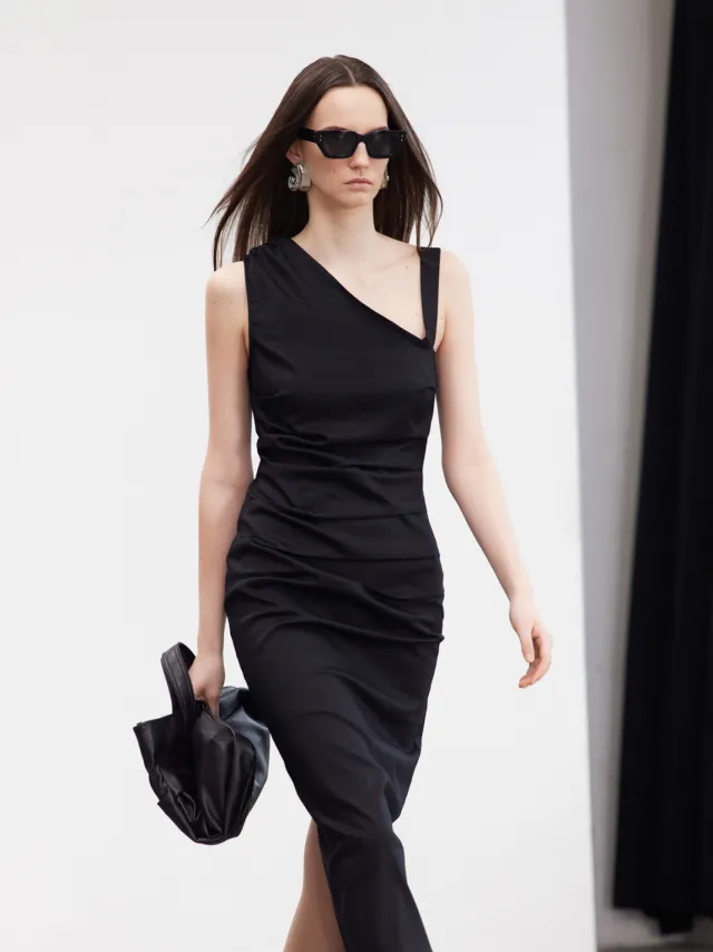 Trendyol TRENDYOLMİLLA Dames Zwart Effen Midi Mouwloos Avond / Dagelijks Bodycon Jurken