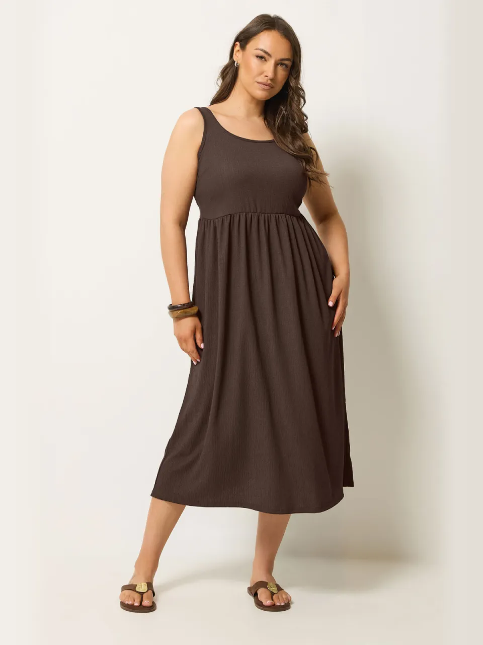 Yours Chocoladebruine Gekreukelde Midijurk Brown