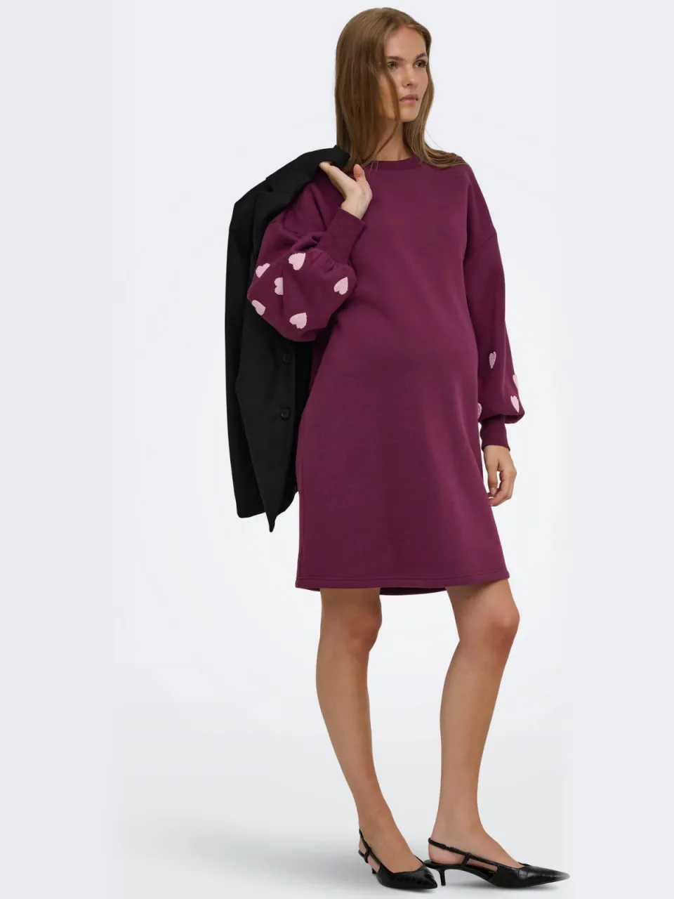 Only Maternity zwangerschapssweatjurk donkerpaars, foto 6