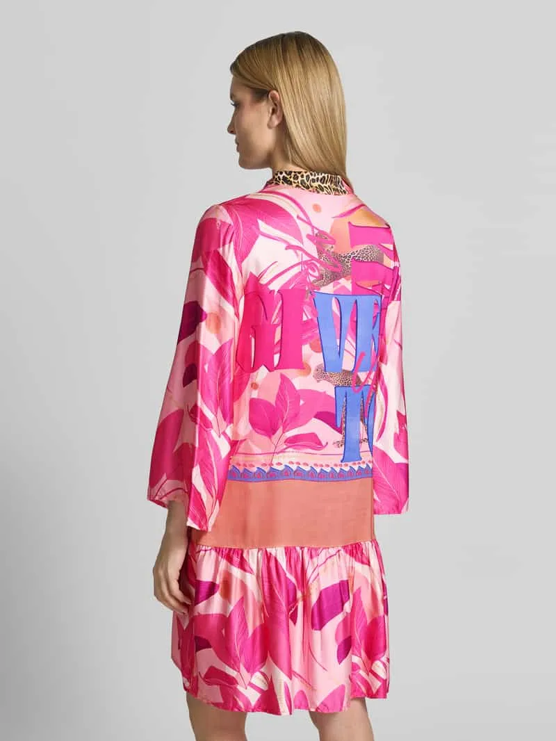 miss goodlife relaxed fit mini-jurk van zuivere viscose met dierenprint felroze, foto 4
