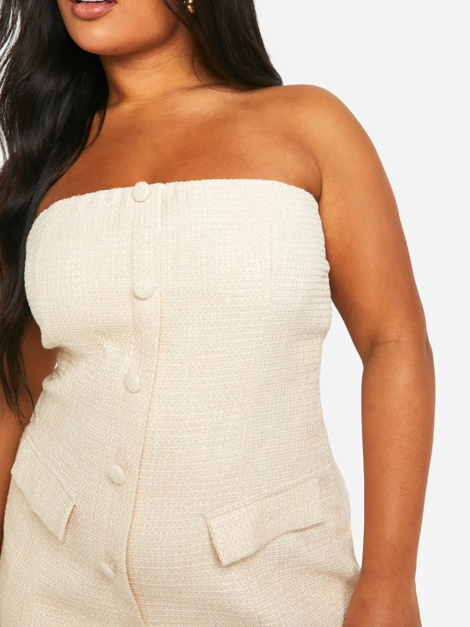 boohoo Dames Plus Boucle Mini Shift Jurk steen, foto 4
