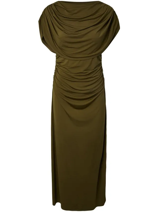Yas Maxi jurk YASDRALA CAPE Dark Olive1