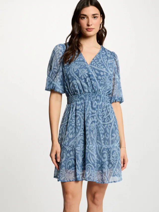 Morgan bohemian jurk met paisley print blauw