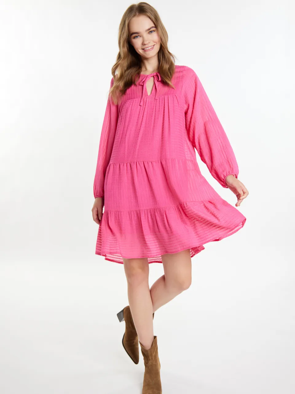 IZIA Midi-jurk met gestreept dessin Dames roze