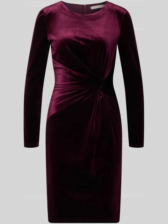 Christian Berg Woman Selection Knie-lange jurk van fluweel met knoopdetail aubergine, foto 2