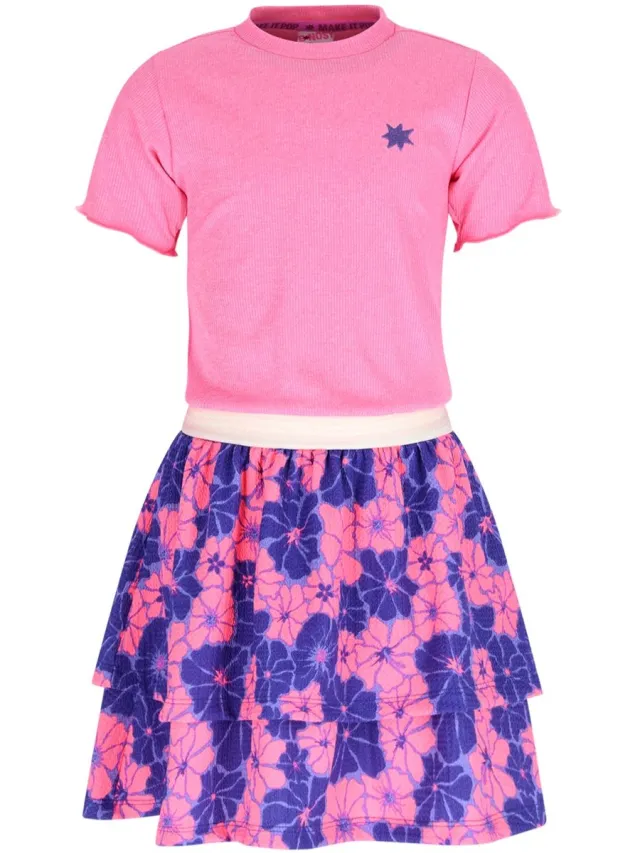 B.Nosy Y603-5846 meisjes Jurk Roze Fluor Pink