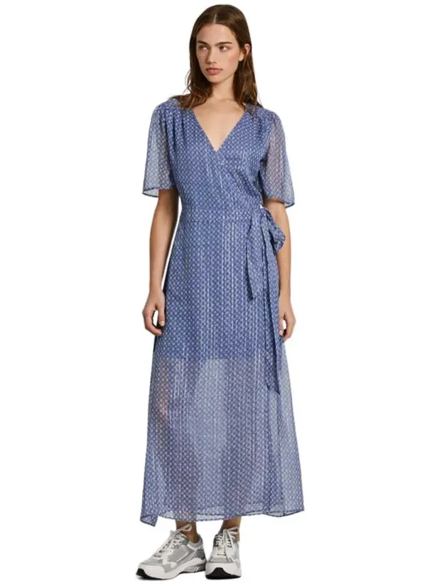 Pepe Jeans Pl953566 Jurk Met Korte Mouwen Blauw M Vrouw French Blue