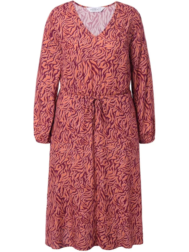 Studio Untold Dames - Maxi-jurk A-lijn zebra wikkeleffect - Wijnrood - Maat 54+