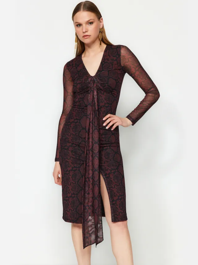 Trendyol TRENDYOLMİLLA Dames Meerkleurig Kleurverloop Midi Lang Cocktail Bodycon Jurken veelkleurig, foto 2