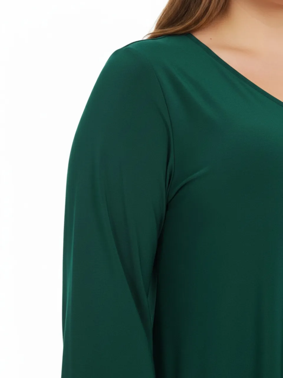 Yoek Jurk met V-hals | Dark Green, foto 5