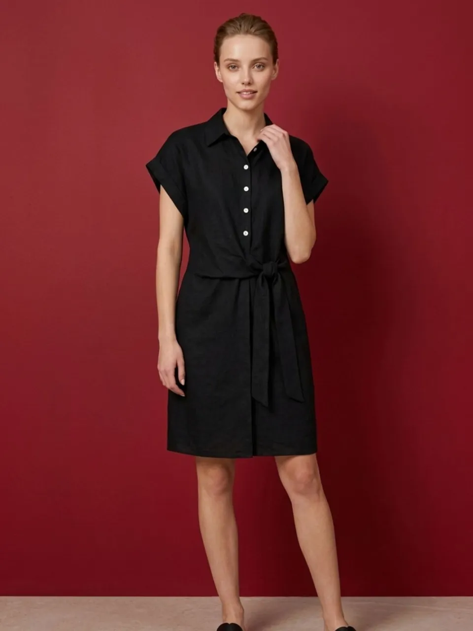 MyFashion Katoenen Poplin Mini Overhemdjurk zwart, foto 2