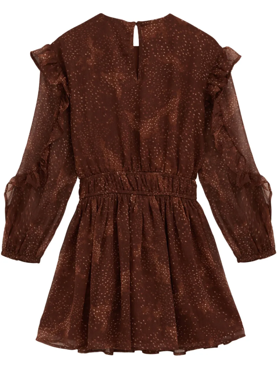 WE Fashion korte jurk met ruches bruin/ecru, foto 4