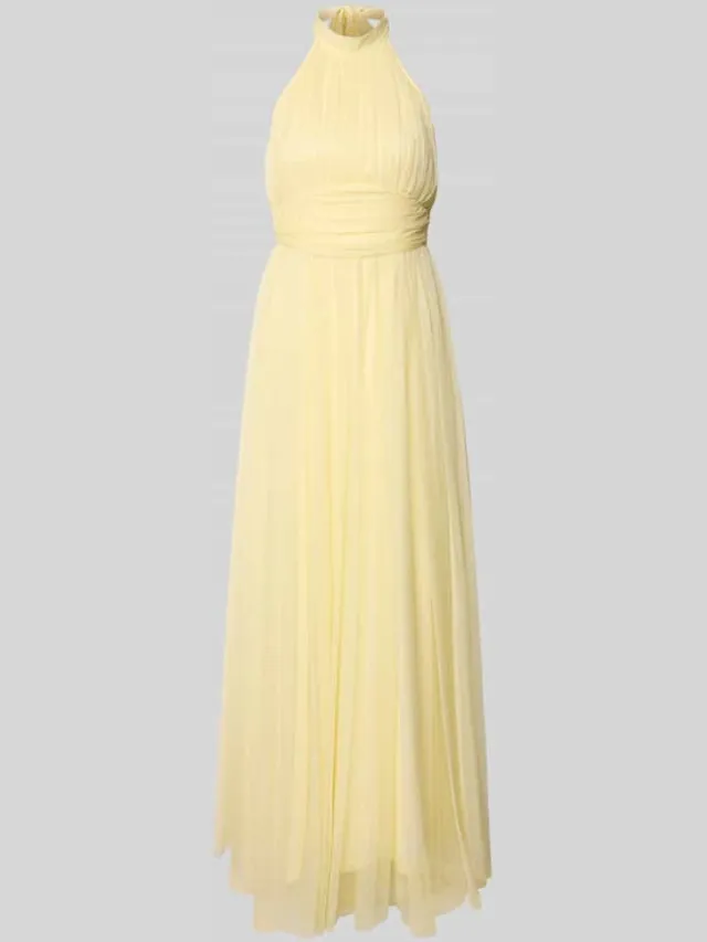 Lace & Beads halter-cocktailjurk met tailleband lichtgeel, foto 2