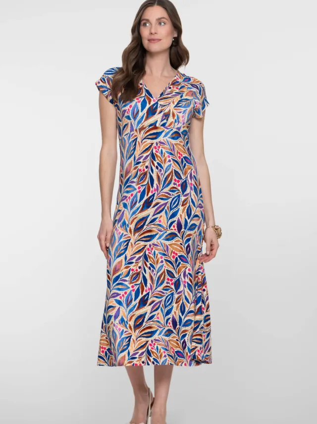 Geisha zomerjurk blauw Blauw/paars/beige