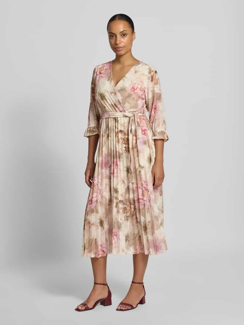 ZABAIONE Midi-jurk met bloemenprint model 'Matilda' Beige